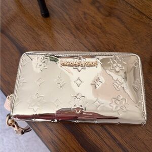 Michael Kors Shiny Gold Floral Wallet